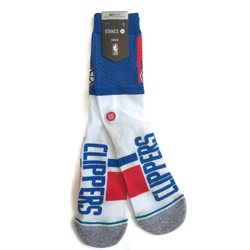 Stance Mens L (9-13) Los Angeles Clippers Shortcut 2 Infiknit Casual Crew Socks