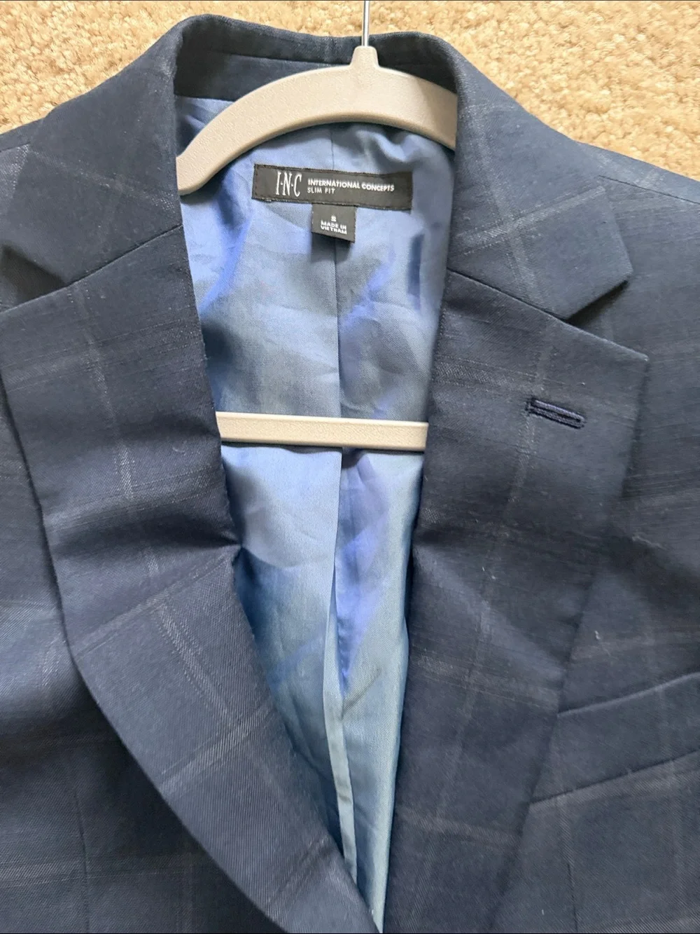 & Other Stories Navy Windowpane Two-Button Blazer