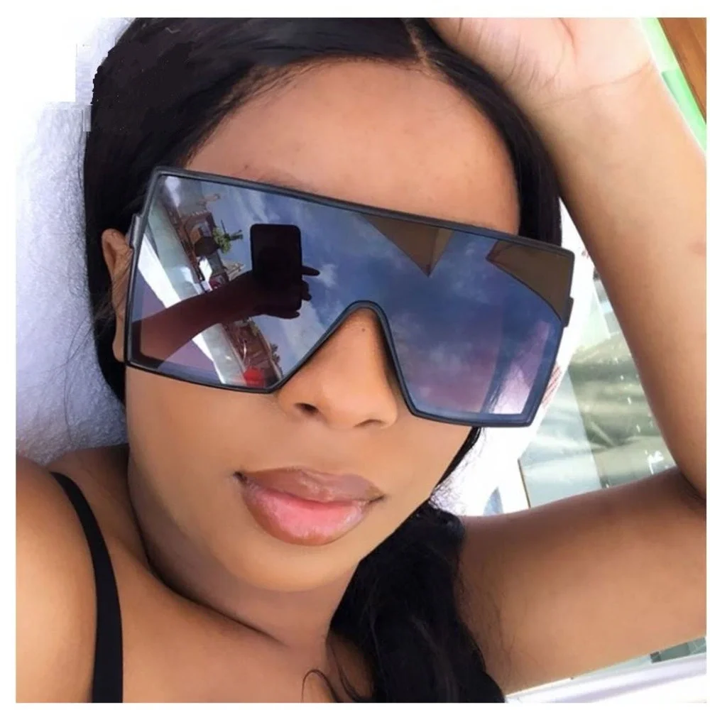 Oversized Shield Sunglasses Women‎ Fashion Trendy Square Frame Shades Lentes New