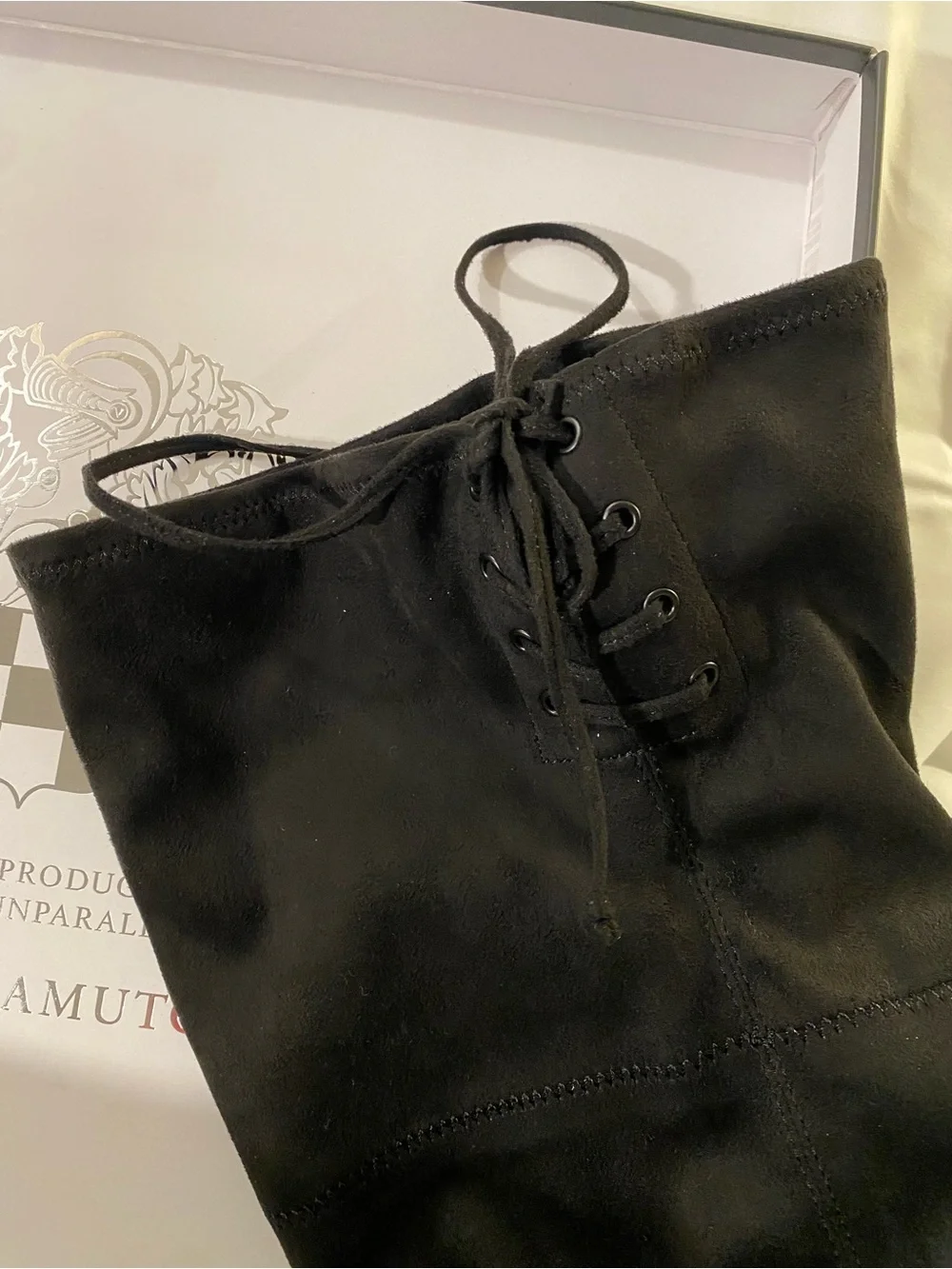 NIB Vince Camuto Tapala over the knee boot black suede 10 wide calf lace up