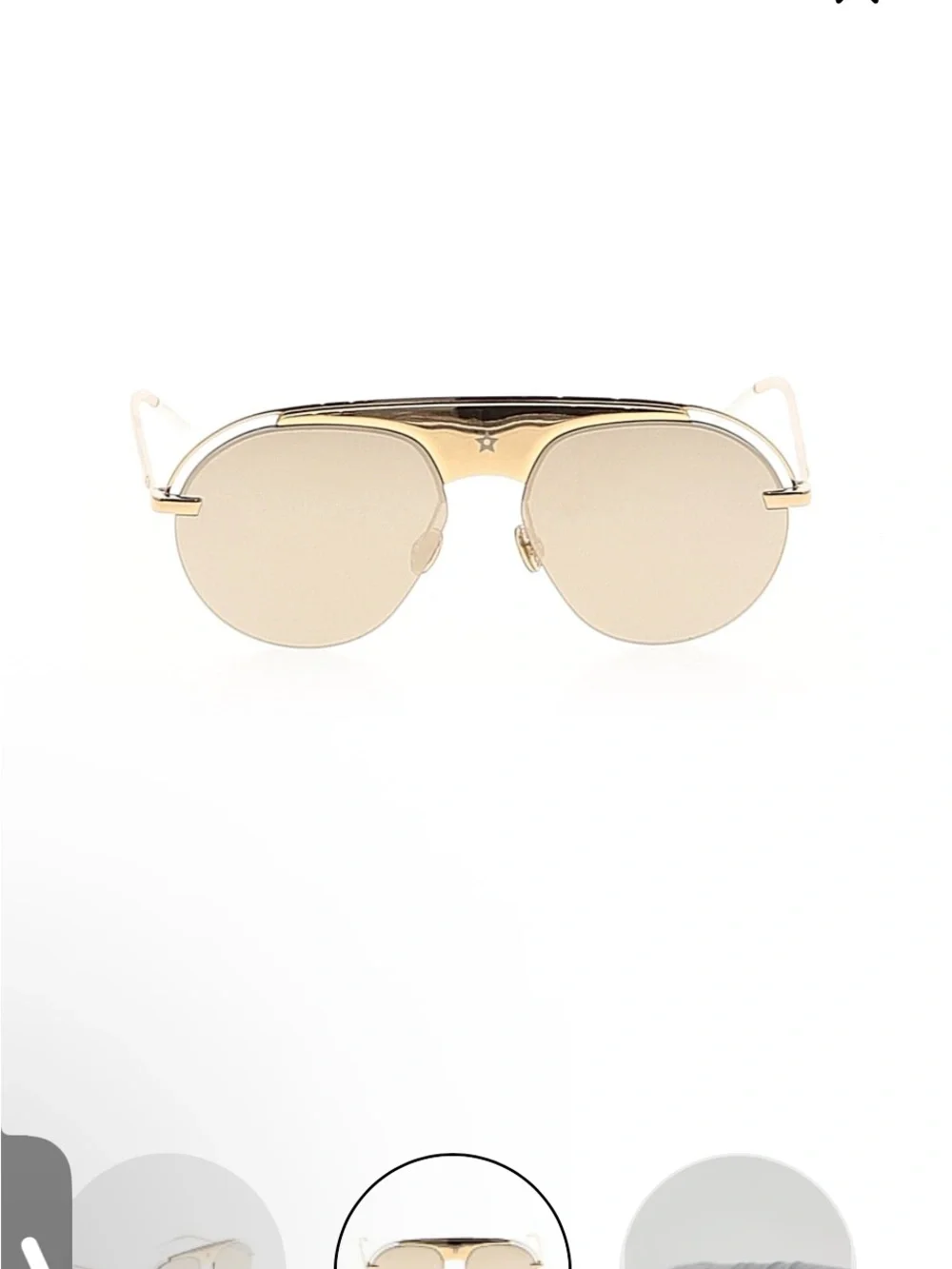 Dior Gold Metal Aviator Sunglasses with Champagne Lenses