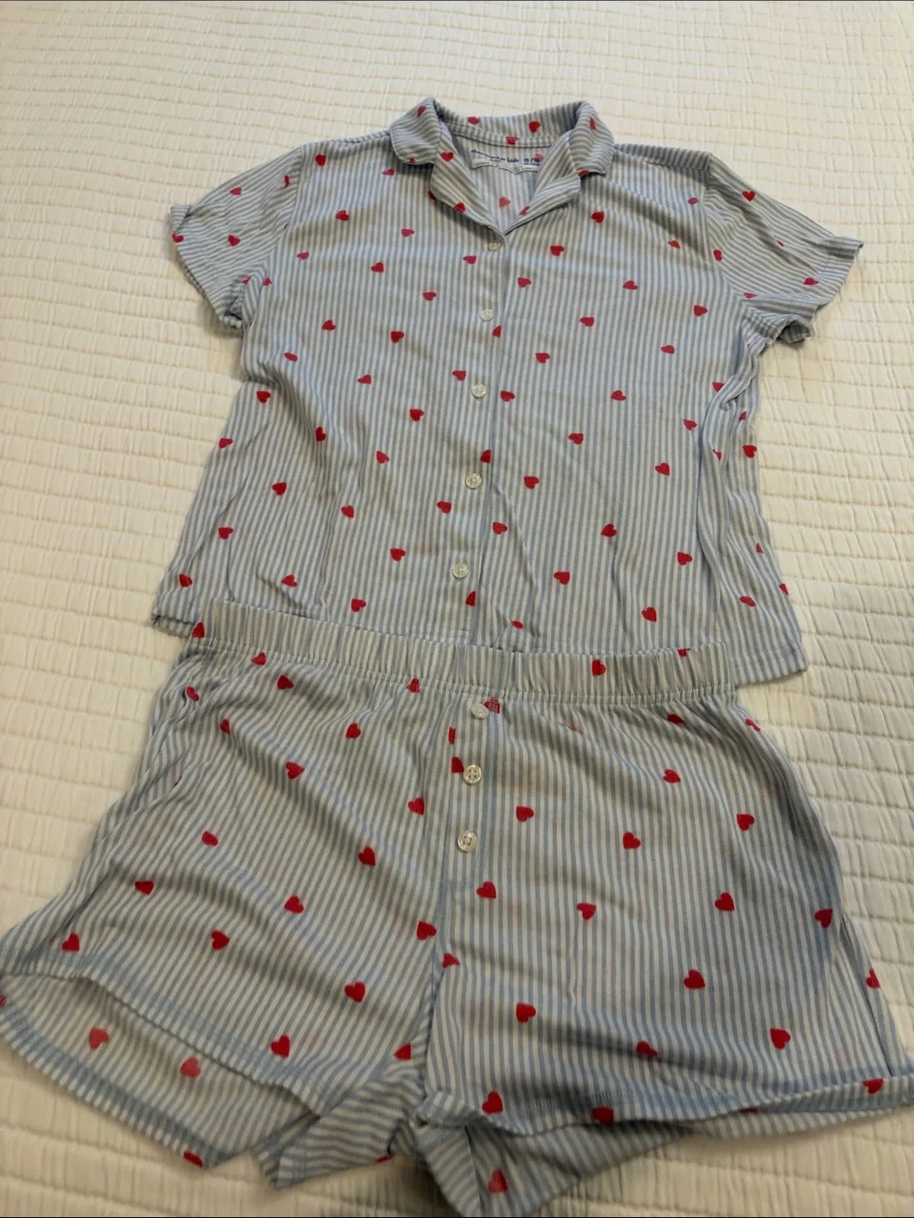 Abercrombie Kids Hearts Short Sleeve PJ Set, Size 15/16