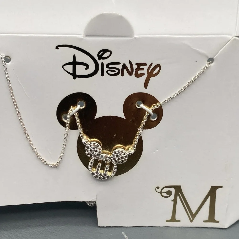 Disney Sterling Silver 925 Mickey Mouse M Girl Necklace Birthday Christmas Gift