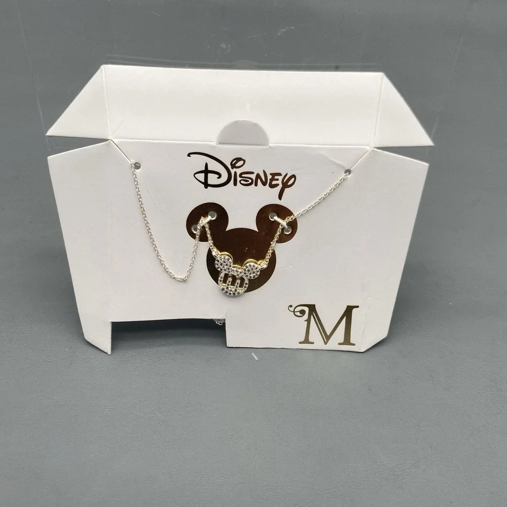 Disney Sterling Silver 925 Mickey Mouse M Girl Necklace Birthday Christmas Gift