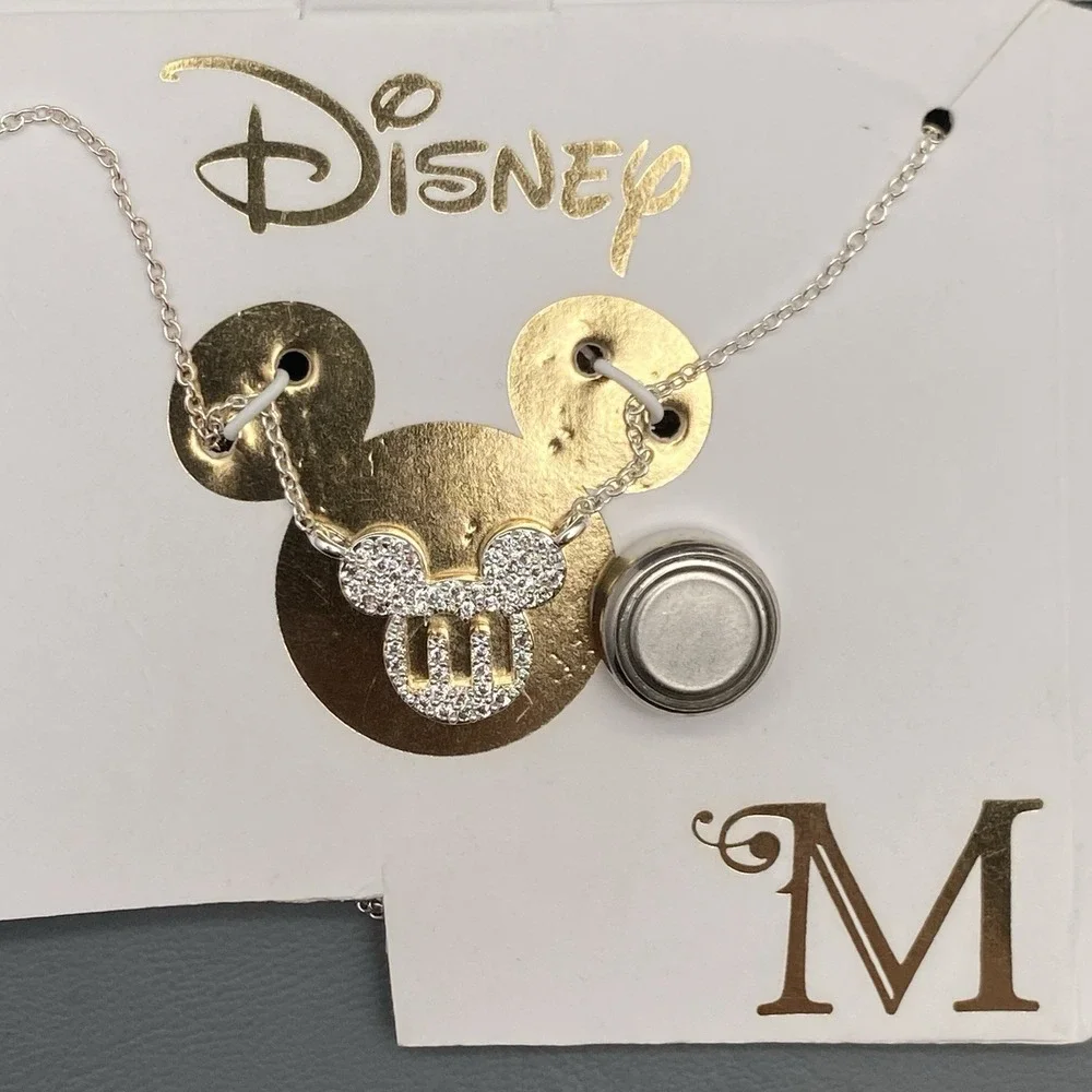 Disney Sterling Silver 925 Mickey Mouse M Girl Necklace Birthday Christmas Gift