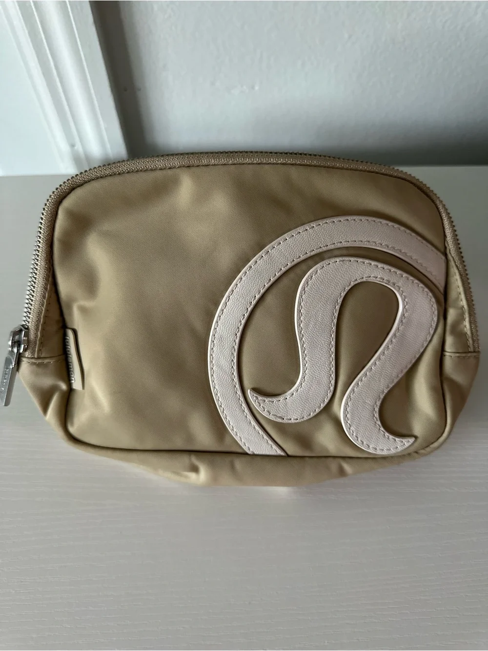 lululemon athletica Tan Cosmetic Pouch with Cream Logo