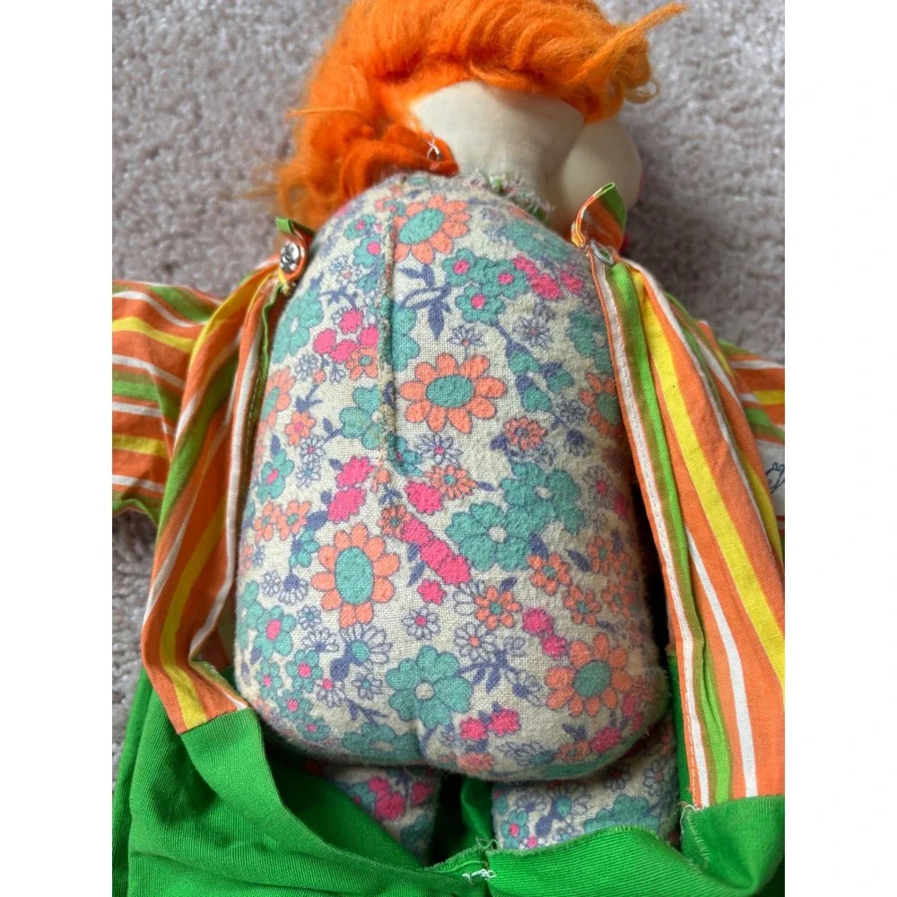Vintage 1963 Gund J Swedlin Rubber Face Clown Doll Striped Plush Toy MCM 1960s