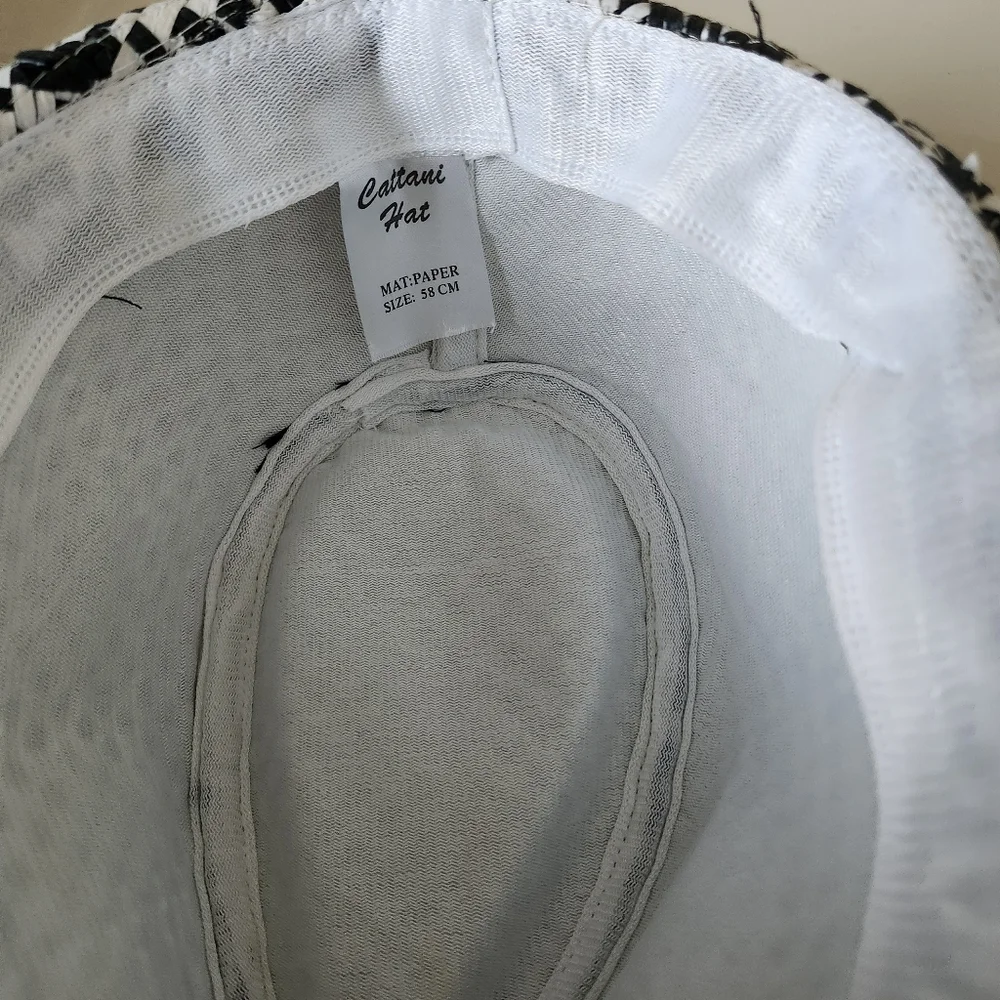 CATTANI Black & White Checkered Trilby Fedora Hat - Stingy Brim Ska Style 58cm