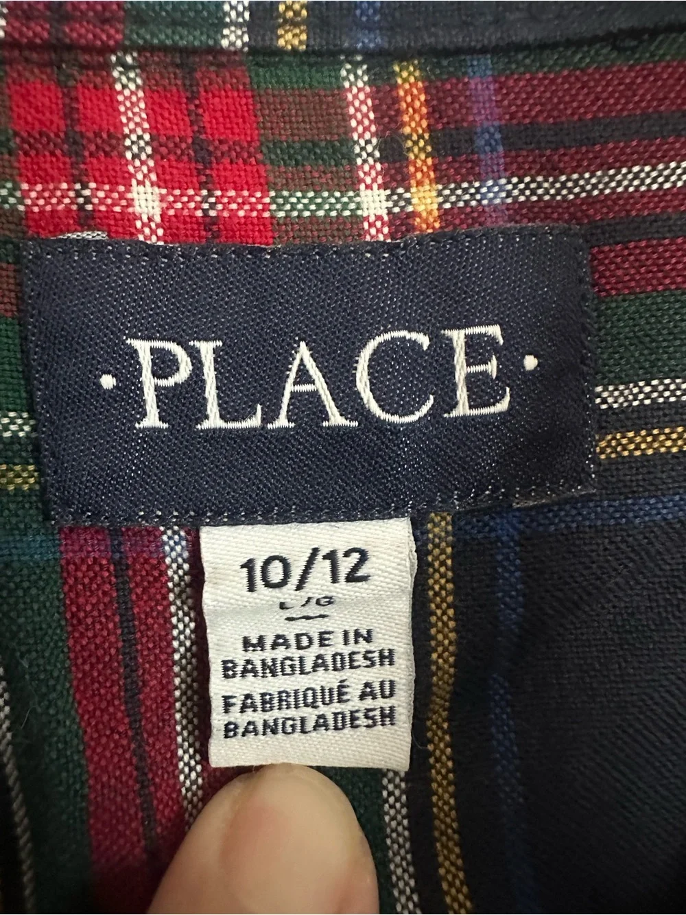 The Children's Place Navy Plaid Button-Up Shirt with Red & Green Stripes