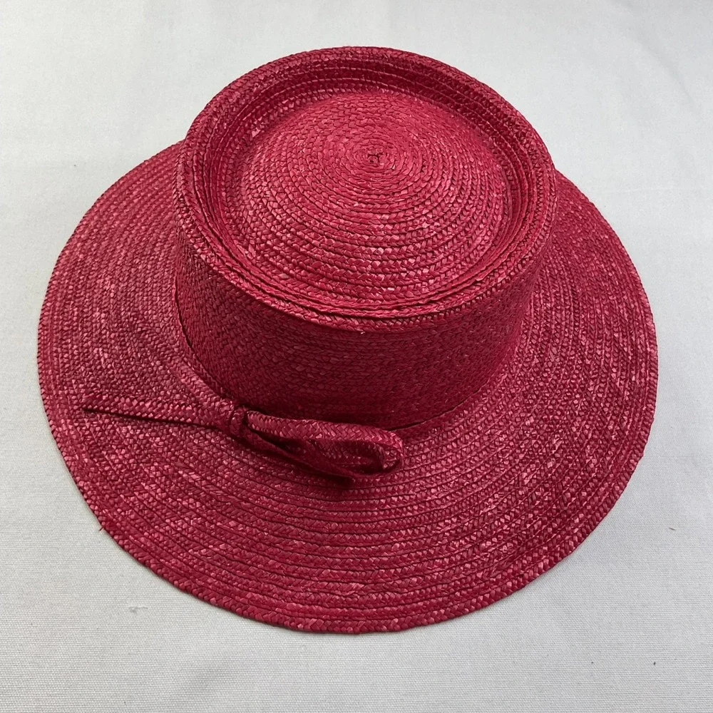 Betmar hat New York Pink Straw Boater Wide Brim Sun Hat J165 Magenta