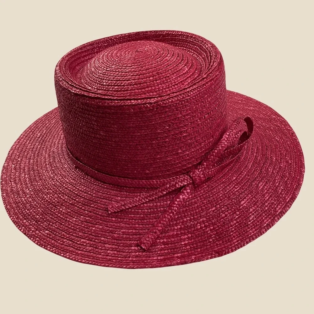 Betmar hat New York Pink Straw Boater Wide Brim Sun Hat J165 Magenta