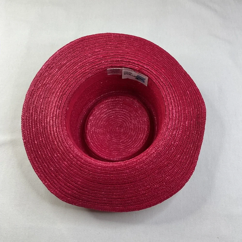 Betmar hat New York Pink Straw Boater Wide Brim Sun Hat J165 Magenta