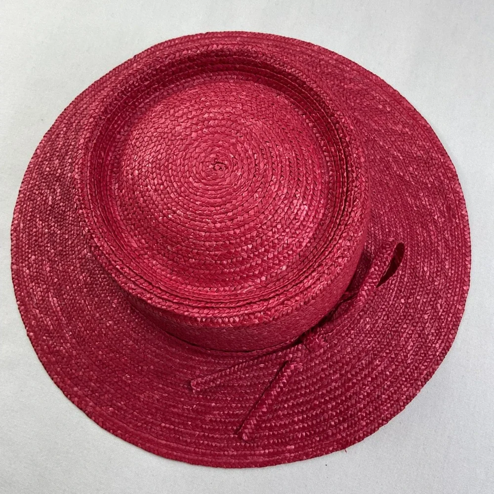 Betmar hat New York Pink Straw Boater Wide Brim Sun Hat J165 Magenta