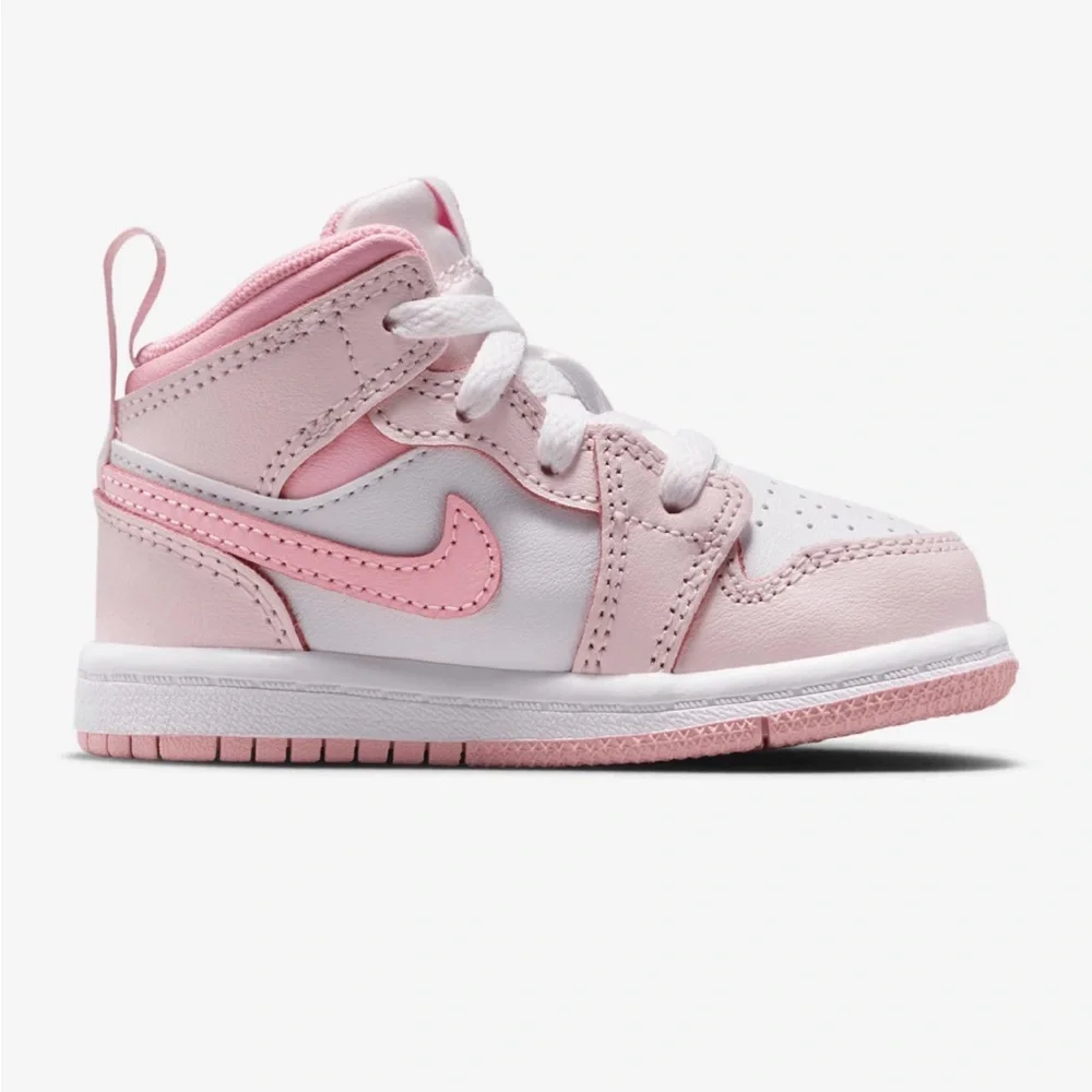 Nike Toddler Pink and White mid air Jordan 1 Sneakers