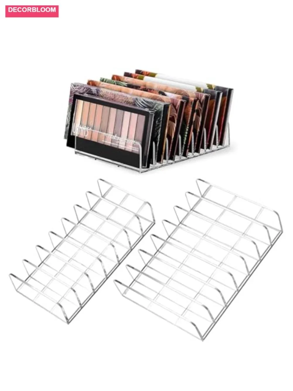 7-Section Clear Acrylic Eyeshadow Palette Organizer Set of 2