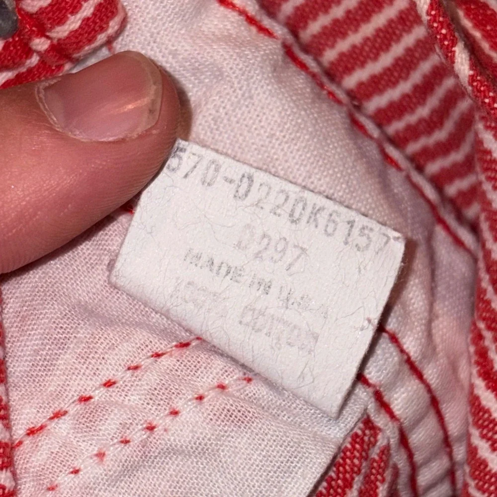 Vintage OshKosh Bgosh Red White Hickory Stripe Overalls Shortalls 24 Months USA