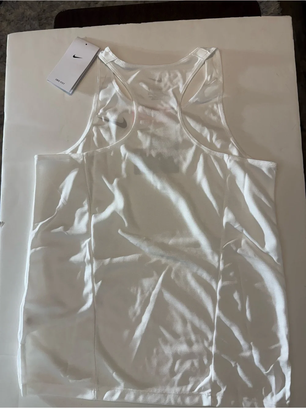 Nike Dri-FIT  kids White Tank Top with Black Swoosh NWT