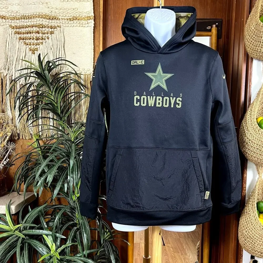 Nike NFL Cowboys Hoodie Youth XL Adult S M Dri Fit Salute Service Black On Field