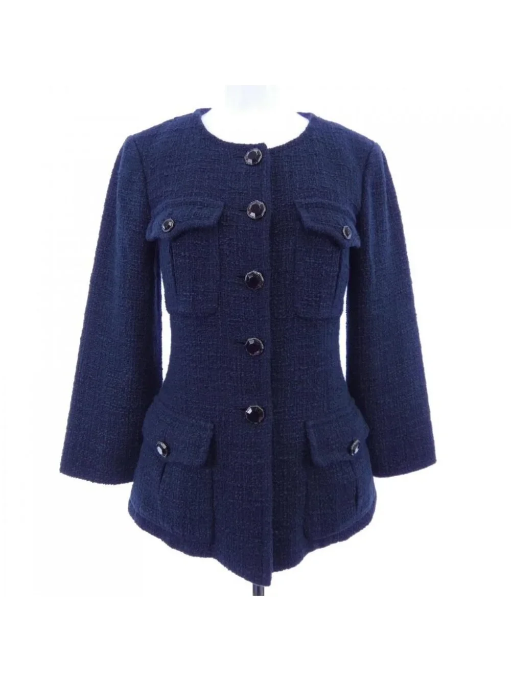 Chanel Collarless Jacket Navy