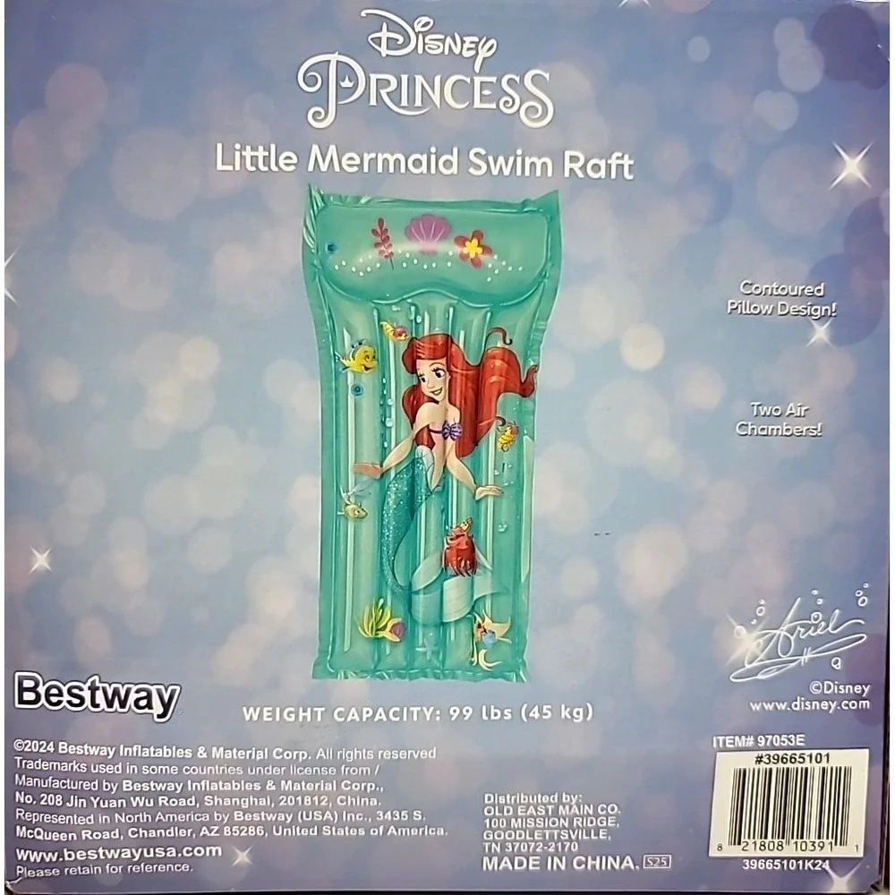 2-Pack Disney Princess Little Mermaid Ariel Kids Inflatable Swim Raft/Pool Float