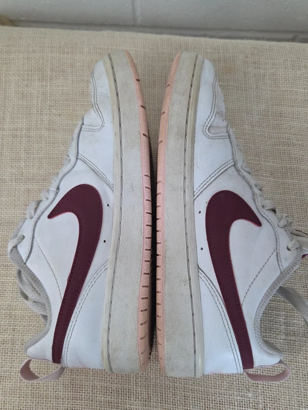 Nike Court Borough Low-Top Sneakers White with Maroon Swoosh 4.5Y