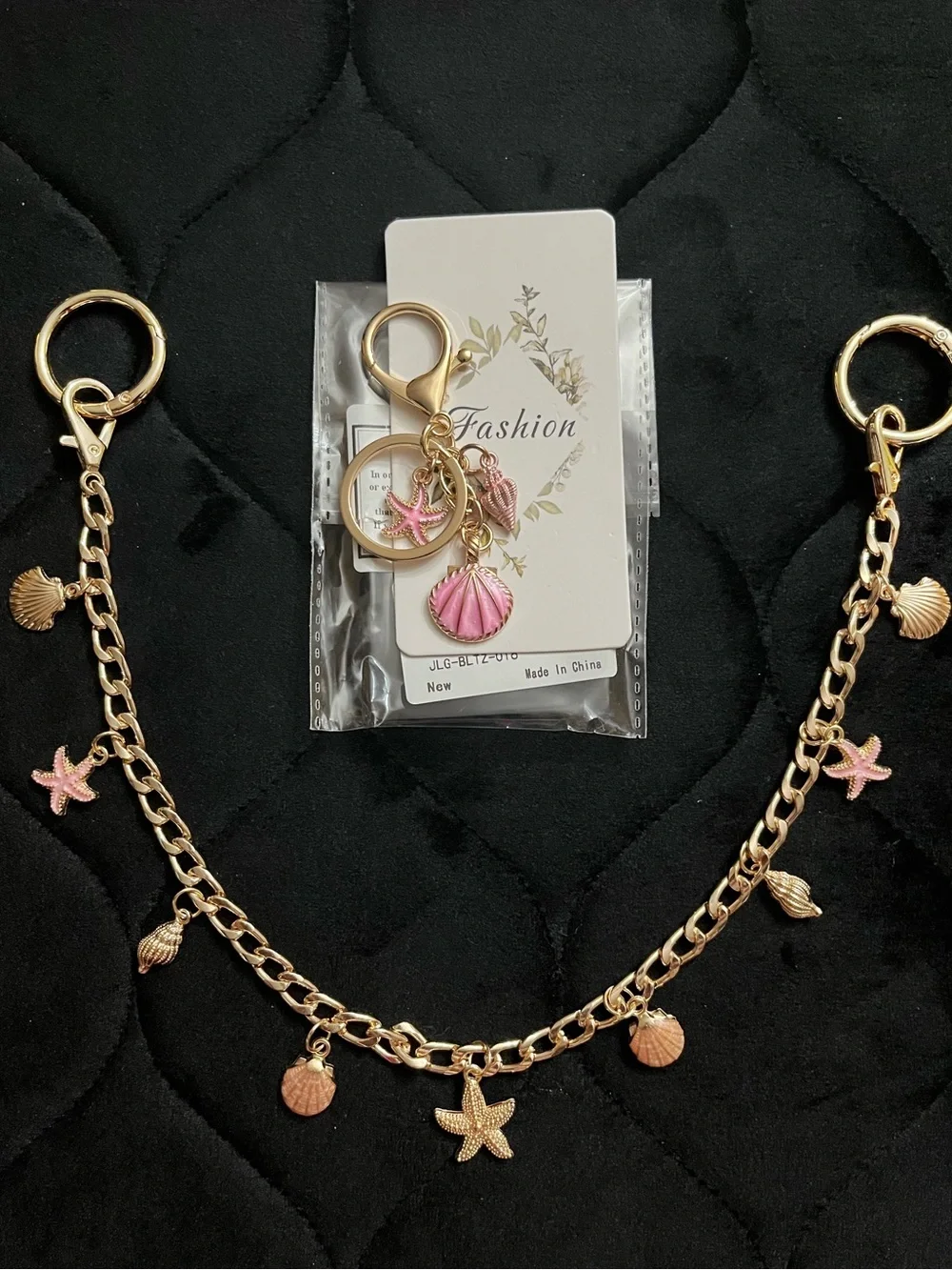 Pink & Gold Summer, Beach, and/or Ocean Themed Bag Charm Duo