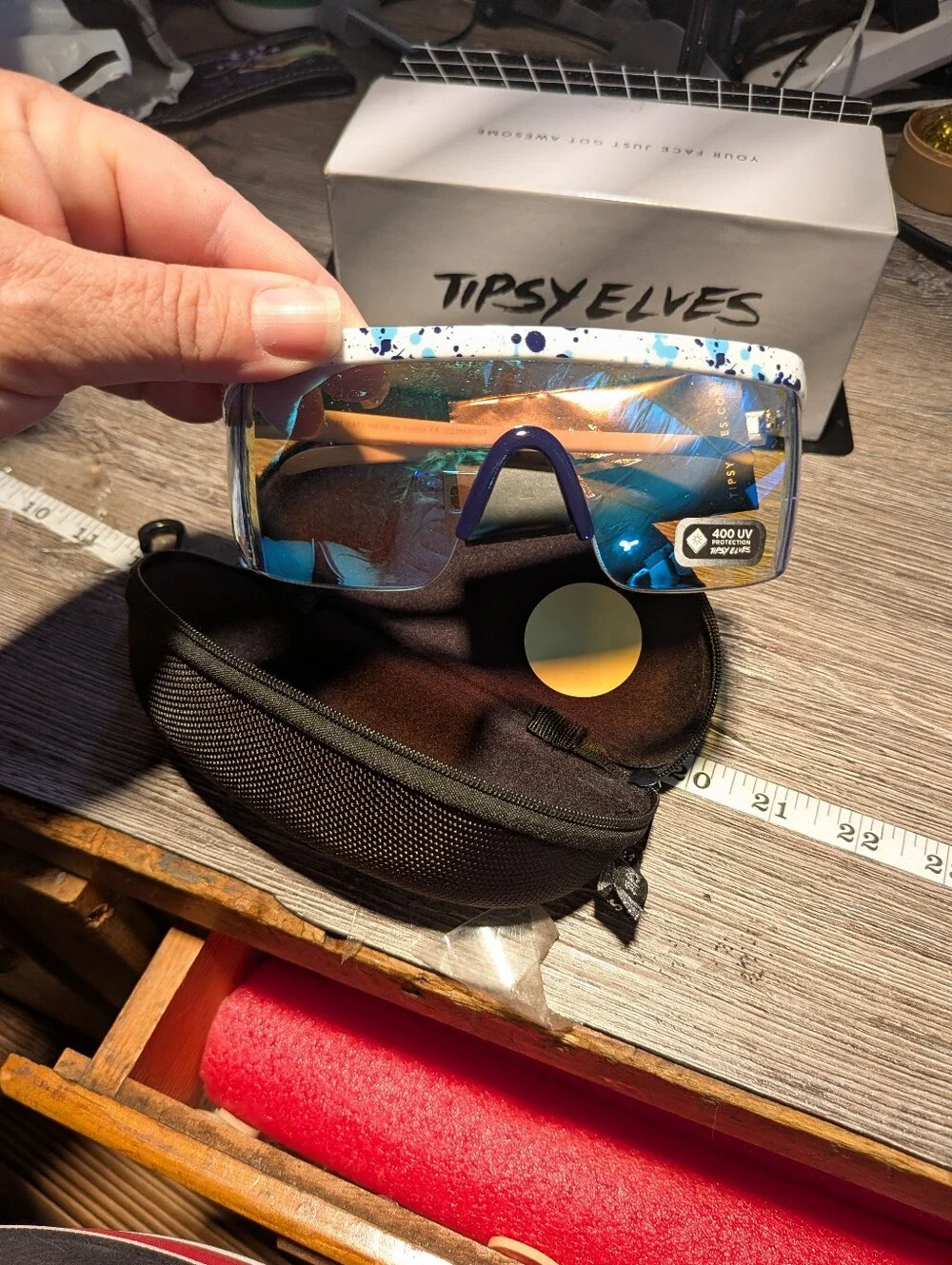 Tipsy Elves New White Paint Splatter Sunglasses With Case