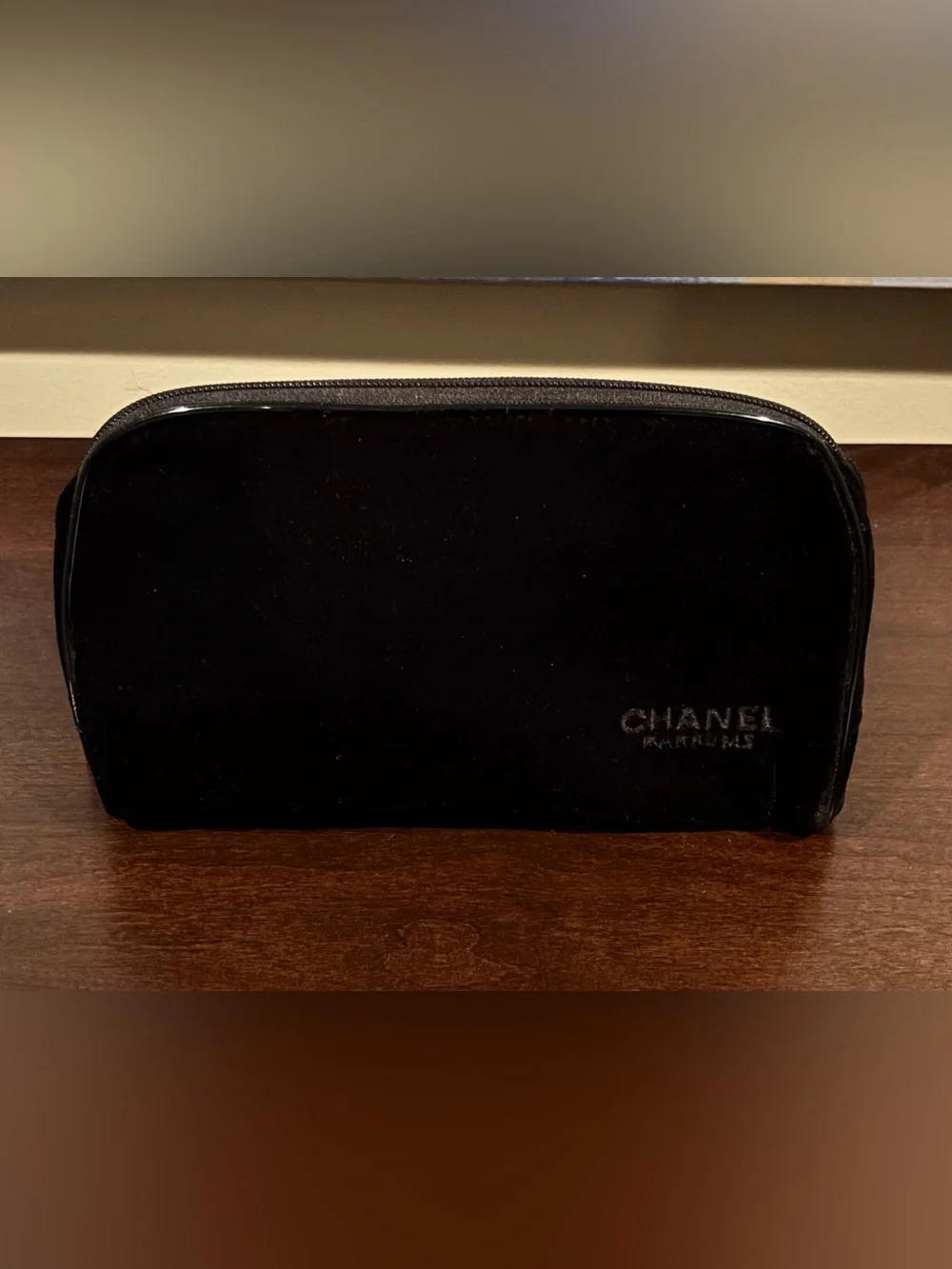 CHANEL Parfums Black Velvet Cosmetic Makeup Bag