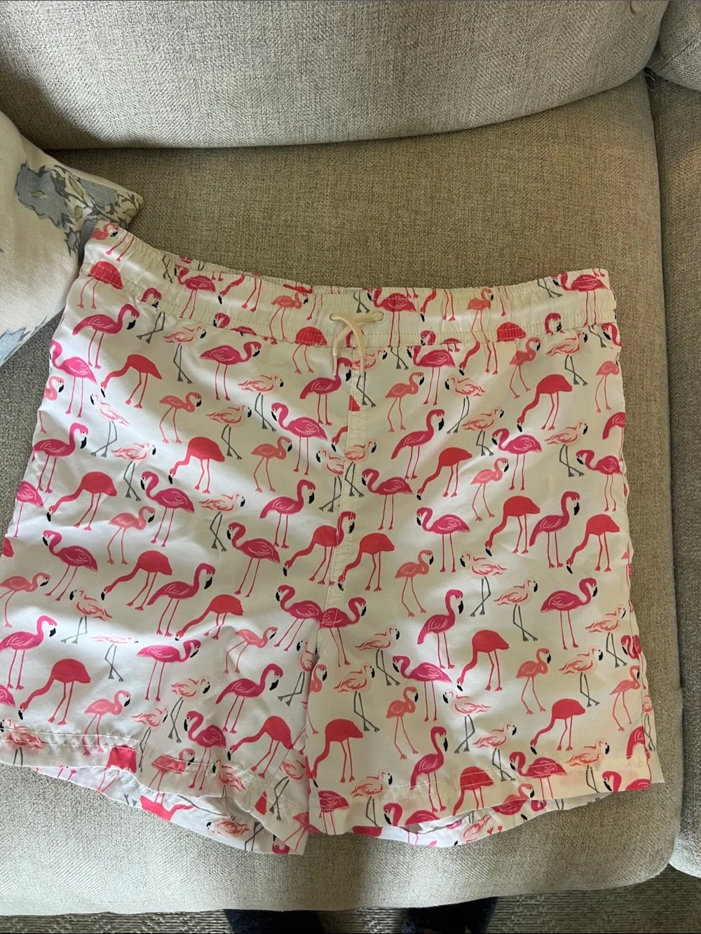 Janie and Jack Boys Pink Flamingo Print Swim Shorts