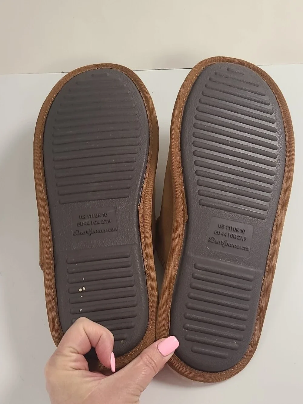 Dearfoams Brown Suede Shearling-Lined Slip-On Loafers - Size 11