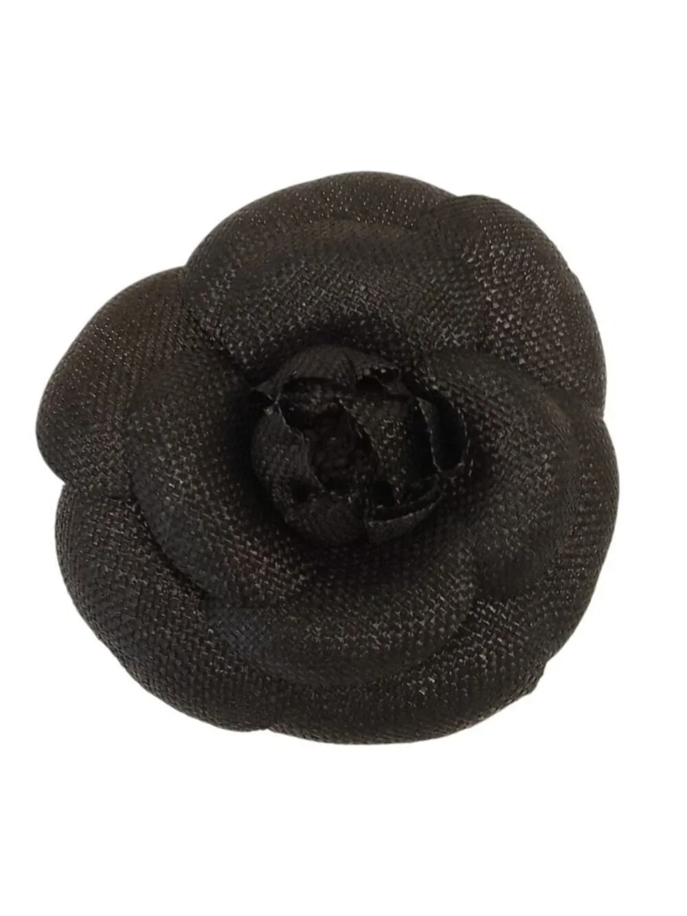 Chanel Canvas Camellia Corsage Pin Brooch Black