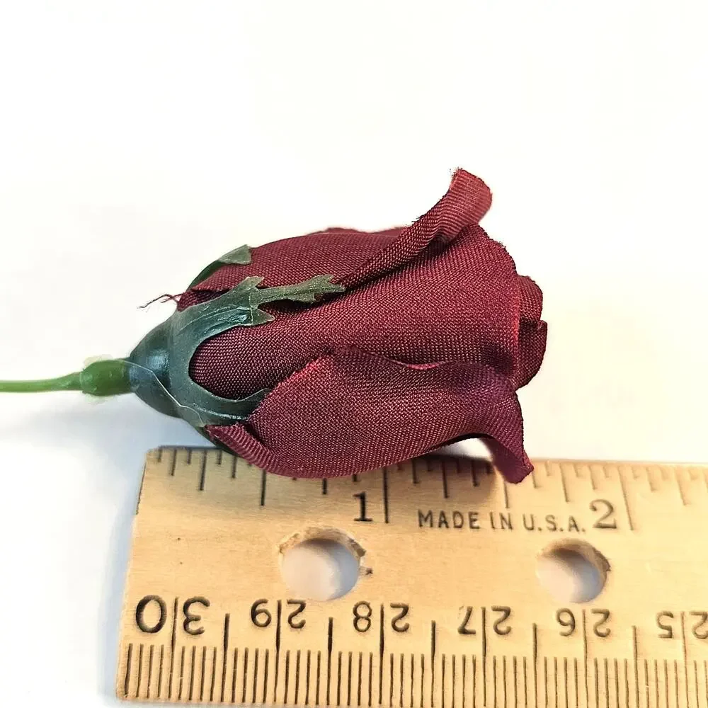 28 Burgundy Silk Rose Picks 1-inch Artificial Flowers Wedding Craft Floral Decor