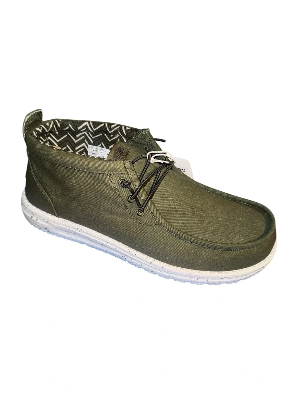 Men's Olive Green Canvas Heydudes- Casual Lace-Up