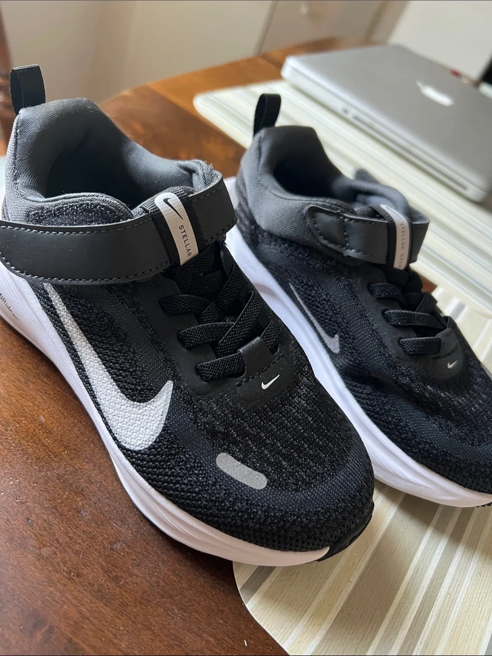 Nike Kids Black and White Velcro Athletic Sneakers