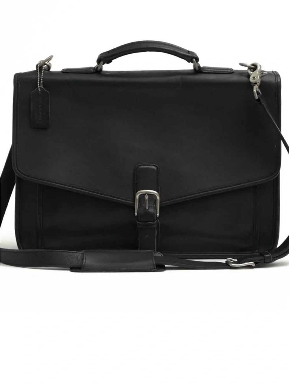 Vintage Coach Messenger Classic Black Leather  Briefcase - Premium Work Bag