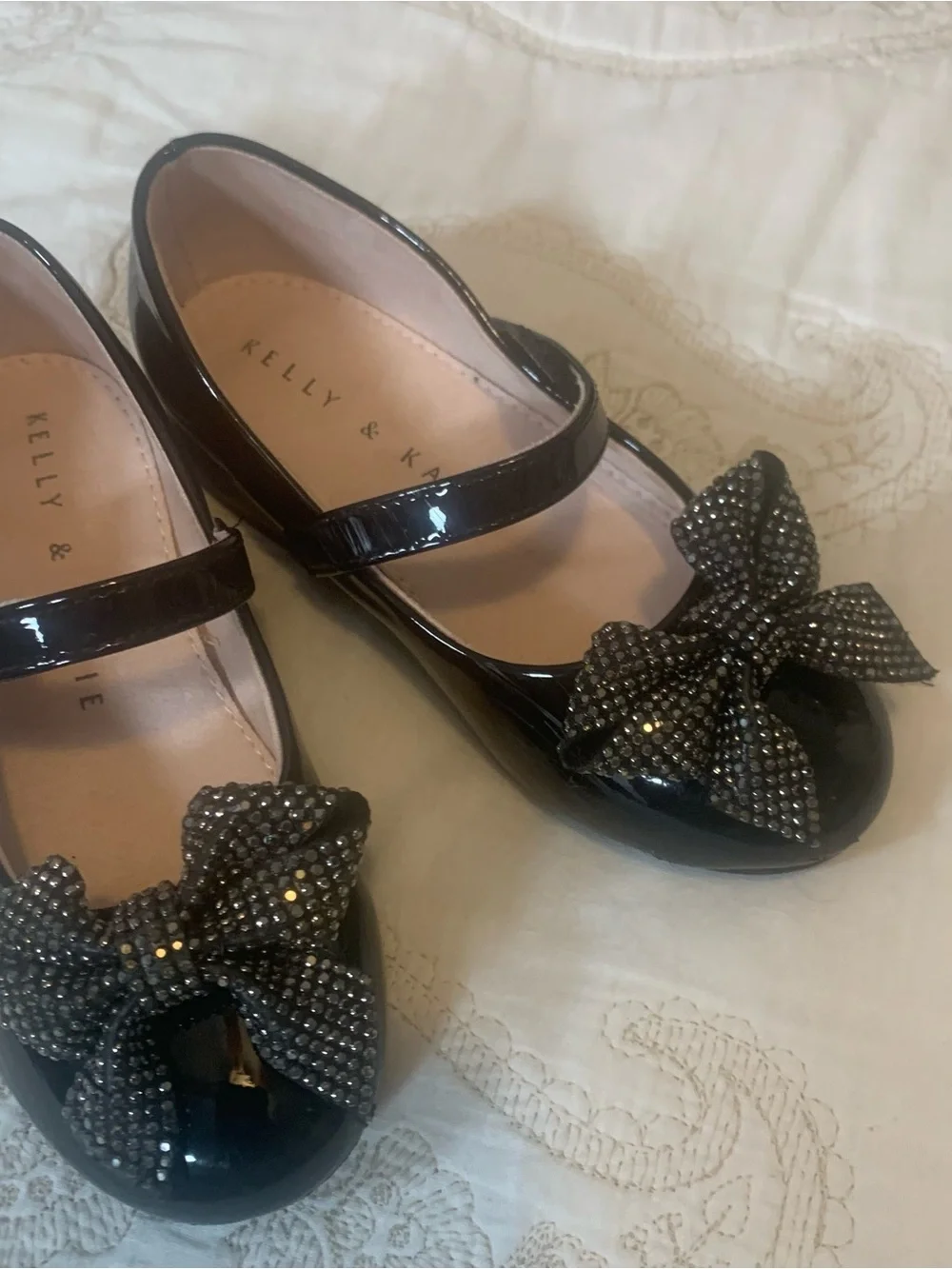 Kelly & Katie Girls' Black Patent Mary Jane Shoes with Bow size 10