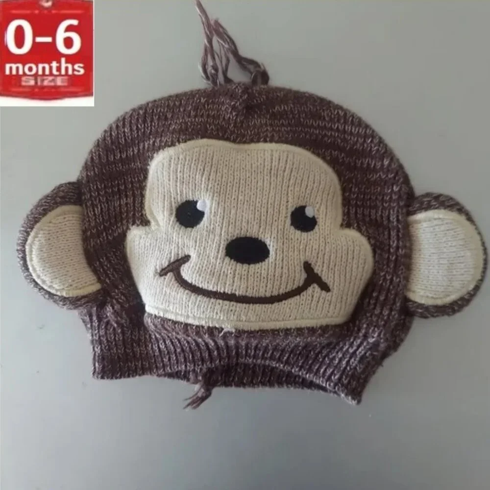 🎁 10/$25 Monkey knit cap,  0-6 months