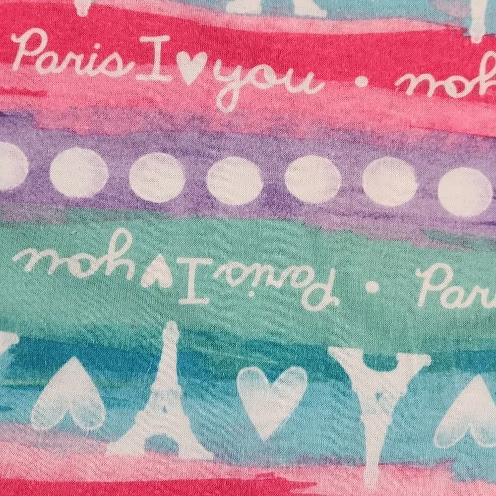 🧚‍♂️Steve Pink & Turquois Paris I Love You Eiffel Tower Nightgown Size 14