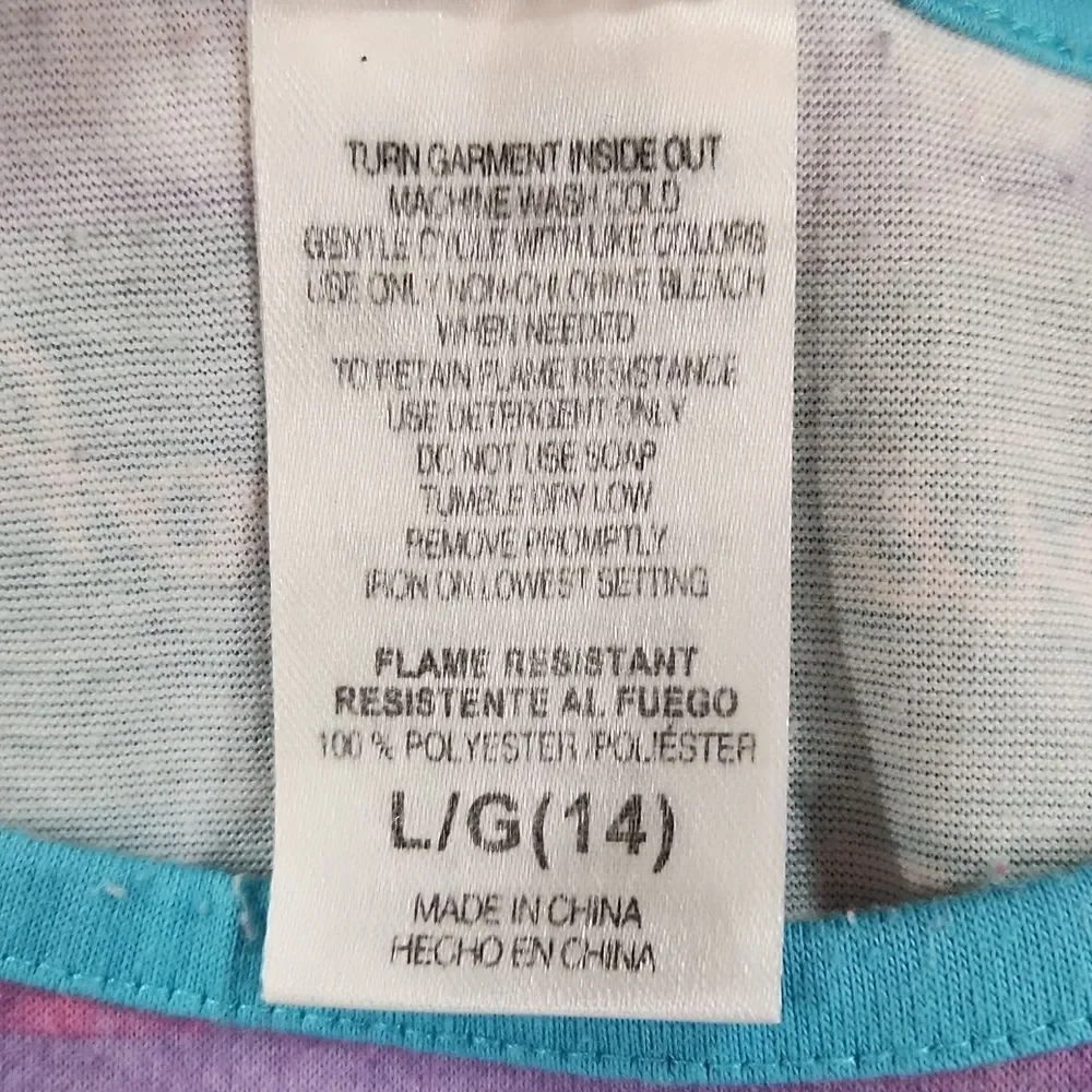 🧚‍♂️Steve Pink & Turquois Paris I Love You Eiffel Tower Nightgown Size 14