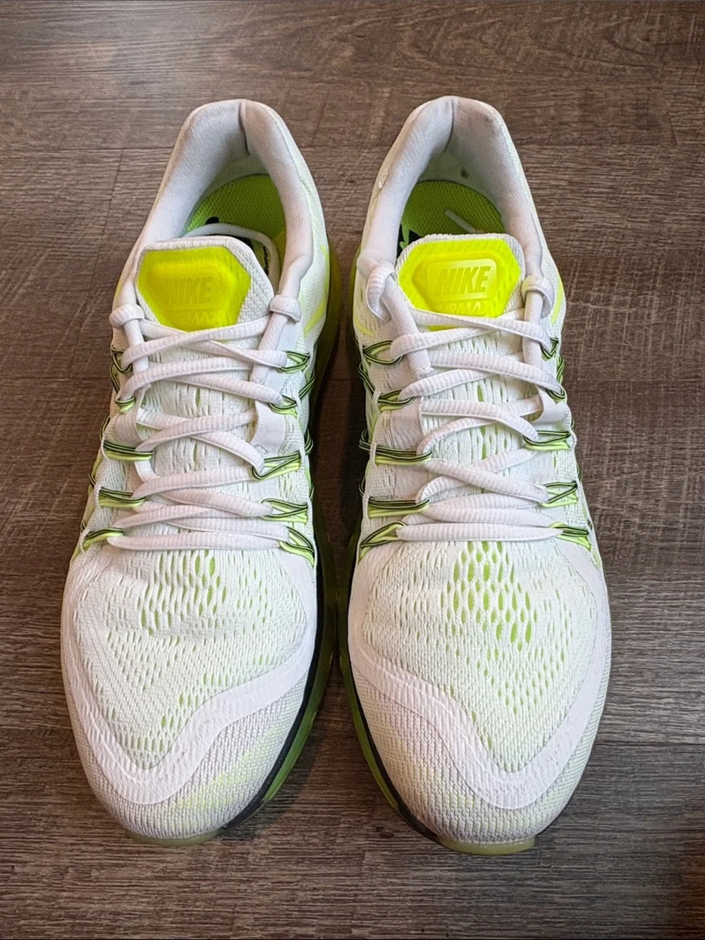 Nike Air Max Running Shoes Men’s 11 White Volt Sneakers 698902-107