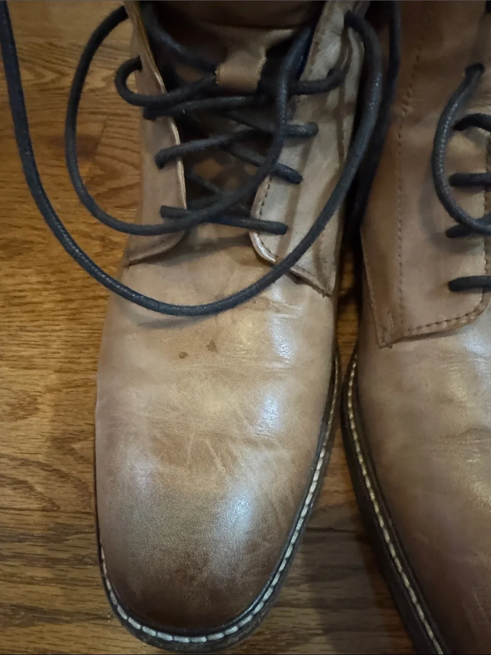 Cole Haan Men's Tan Leather Lace-Up Boots