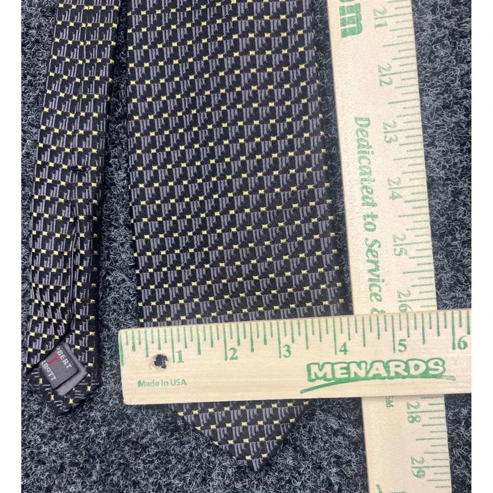 Robert Talbott Silk Tie Mens OS Grey Yellow Geometric W.O. Gamble Luxury USA