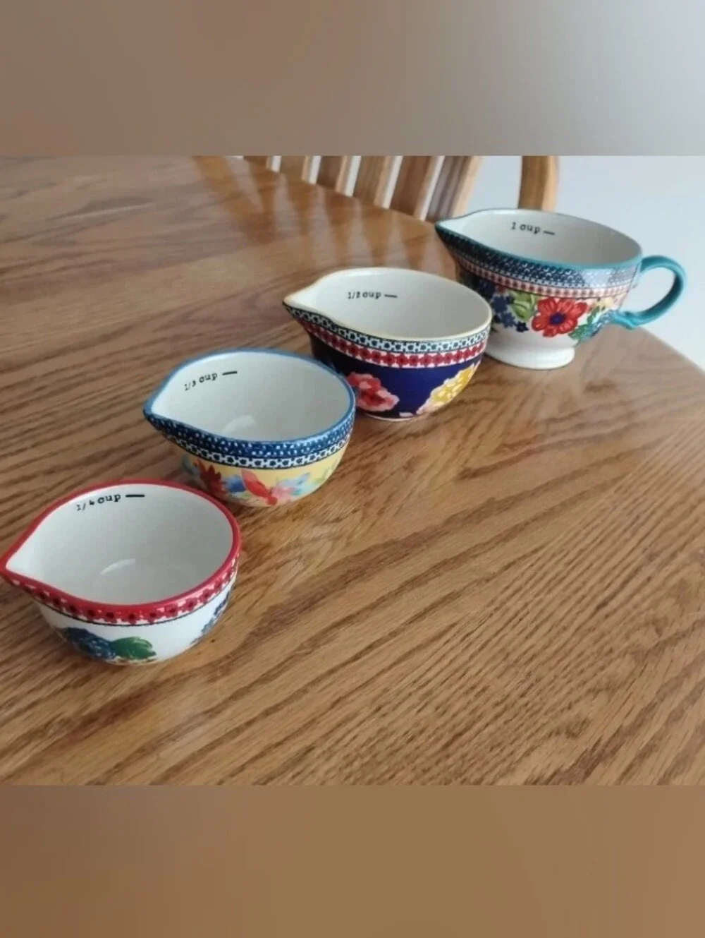 The Pioneer Woman Dazzling Dahlias ceramic measuring cups, 4 pc. nesting, floral