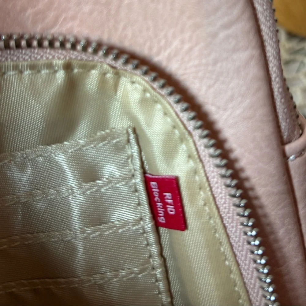 RFID Blocking Inicat Elegant Pink Leather Women's Travel Sling Shoulder Bag NWOT