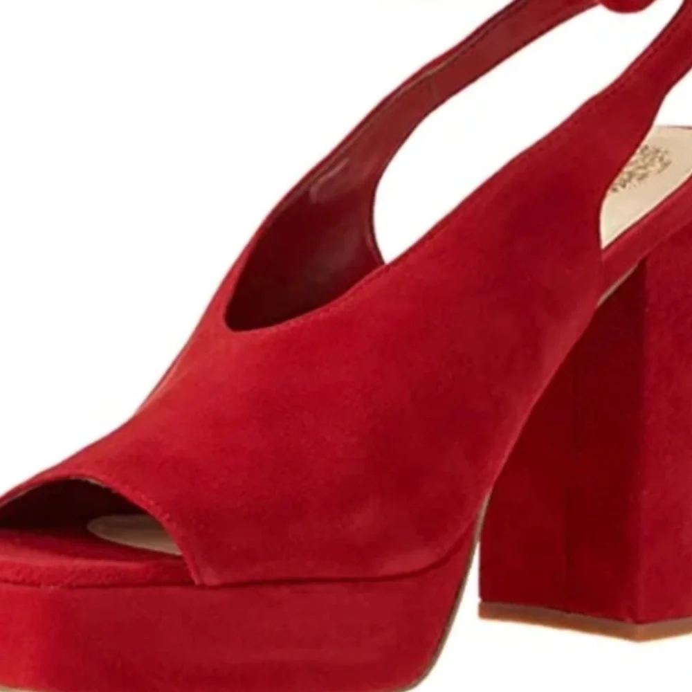 Vince Camuto size 10 red suede platform heels with ankle wrap strap  SOMERSON
