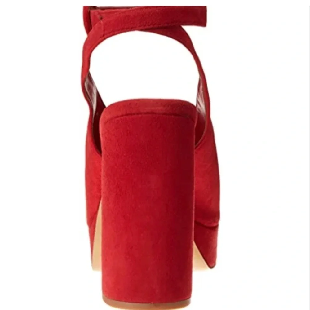 Vince Camuto size 10 red suede platform heels with ankle wrap strap  SOMERSON