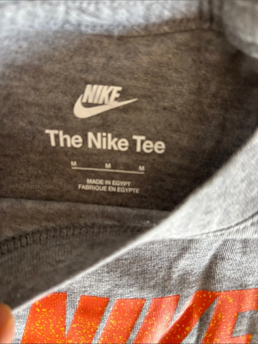Nike Gray Short-Sleeve Tee with Yellow & Orange Logo and Colorful Surf Graphic