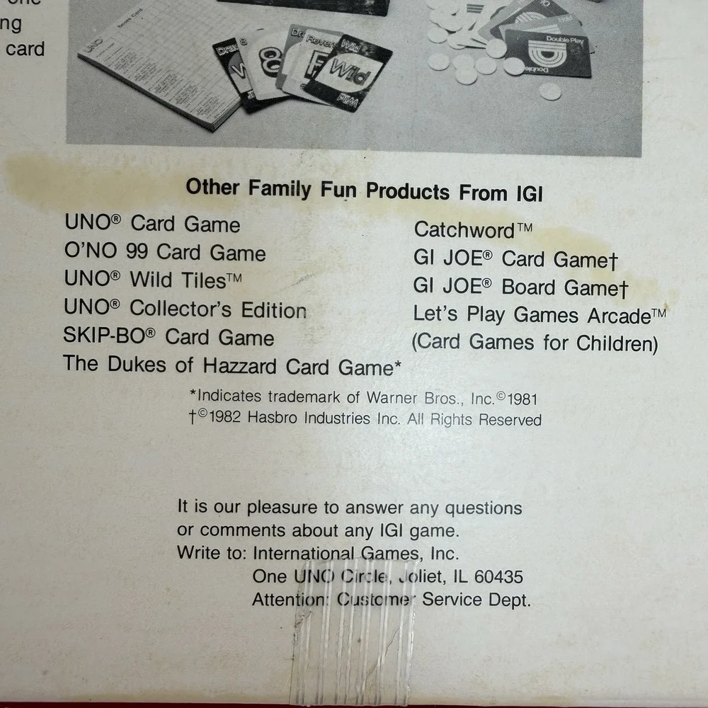 Vintage‎ UNO Deluxe Card Game 1983 Retro Family Card Game