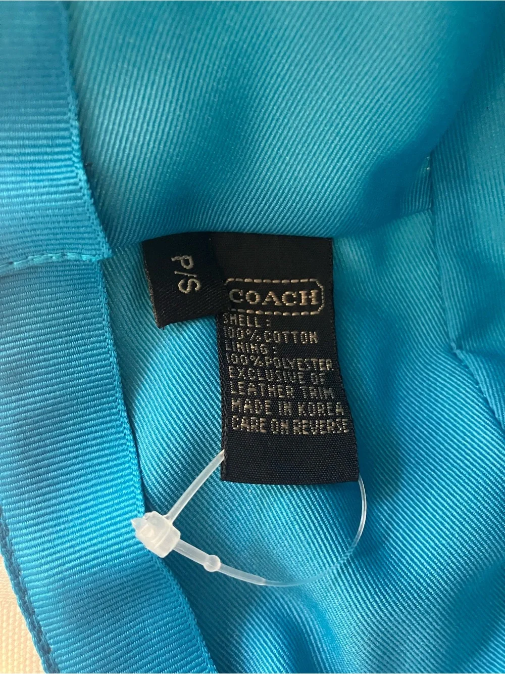 Coach Cream Bucket Hat with Teal Trim vintage