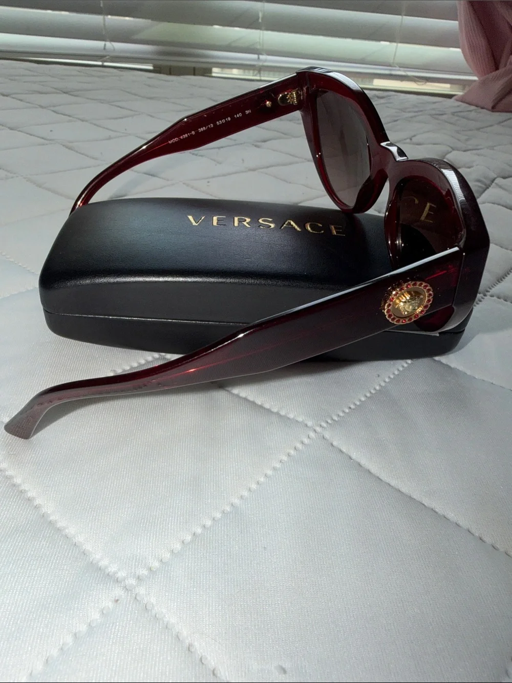 Versace Red Cat-Eye Sunglasses with Brown Tinted Lenses